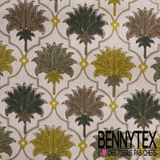 Coton enduit imprimé marguerite dans forme seventie's gris minéral