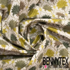 Coton enduit imprimé marguerite dans forme seventie's gris minéral