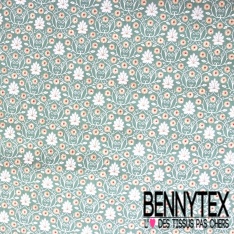 Coton enduit imprimé baroque blanc fond cerise