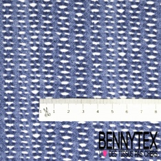Crêpe viscose polyester zébrure stylisée camaïeu de bleu