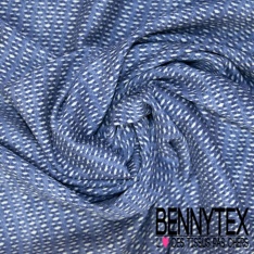 Crêpe viscose polyester zébrure stylisée camaïeu de bleu