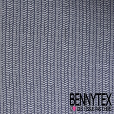 Crêpe viscose polyester motif tricot marine fond blanc optique