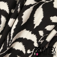 Crêpe viscose polyester motif rayure chevron vertical marine fond blanc optique