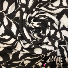 Crêpe viscose polyester motif rayure chevron vertical marine fond blanc optique