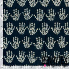 Coton batik imprimé cachemire orange corail fond chocolat