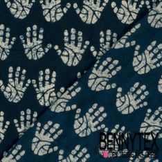 Coton batik imprimé cachemire orange corail fond chocolat