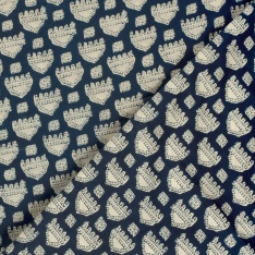 Coton batik imprimé corail marin blanc fond marine