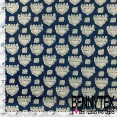 Coton batik imprimé corail marin blanc fond marine