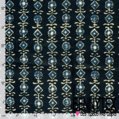 Coton batik imprimé abstrait cachemire blanc cassé rouge minéral marine