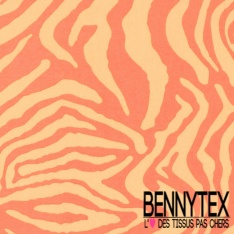 Popeline coton élasthanne motif petite zébrure anis orange vif