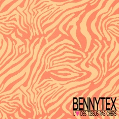 Popeline coton élasthanne motif petite zébrure anis orange vif