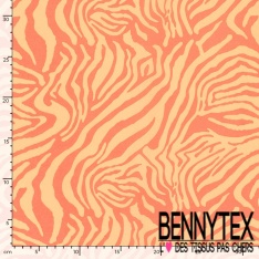 Popeline coton élasthanne motif petite zébrure anis orange vif