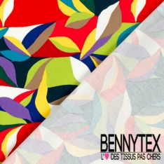 Satin coton élasthanne imprimé grande fleur cachemire fond blanc cassé