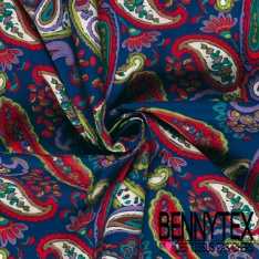 Popeline coton élasthanne motif floral esprit impressioniste ton rouge anis pomme violet oeko tex