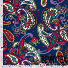 Popeline coton élasthanne motif floral esprit impressioniste ton rouge anis pomme violet oeko tex