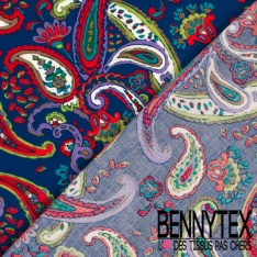 Popeline coton élasthanne motif floral esprit impressioniste ton rouge anis pomme violet oeko tex