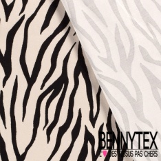 Satin coton élasthanne imprimé floral tropical fond violine pastel oeko tex