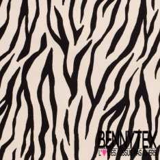 Satin coton élasthanne imprimé floral tropical fond violine pastel oeko tex