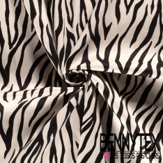 Satin coton élasthanne imprimé floral tropical fond violine pastel oeko tex