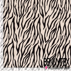 Satin coton élasthanne imprimé floral tropical fond violine pastel oeko tex