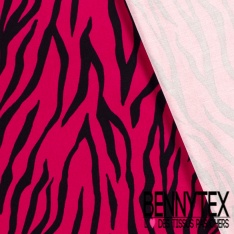 Satin coton élasthanne imprimé zèbre noir fond blanc cassé oeko tex