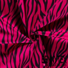 Satin coton élasthanne imprimé zèbre noir fond blanc cassé oeko tex