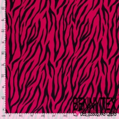 Satin coton élasthanne imprimé zèbre noir fond blanc cassé oeko tex