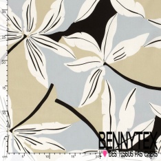 Satin coton élasthanne imprimé zèbre noir fond rose grenadine oeko tex