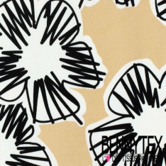 Satin coton élasthanne imprimé floral naïf multicolore fond vert pastel oeko tex