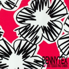 Satin coton élasthanne imprimé grande fleur graphique fond pomme oeko tex