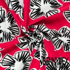 Satin coton élasthanne imprimé grande fleur graphique fond pomme oeko tex