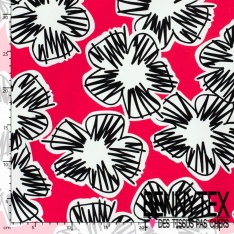 Satin coton élasthanne imprimé grande fleur graphique fond pomme oeko tex