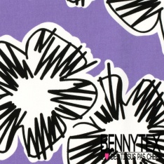 Satin coton élasthanne imprimé grande fleur graphique fond grenadine oeko tex