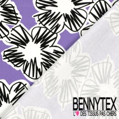 Satin coton élasthanne imprimé grande fleur graphique fond grenadine oeko tex