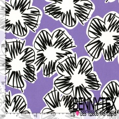 Satin coton élasthanne imprimé grande fleur graphique fond grenadine oeko tex