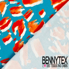 Satin coton élasthanne imprimé grande fleur graphique fond violet oeko tex