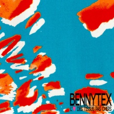 Satin coton élasthanne imprimé grande fleur graphique fond violet oeko tex