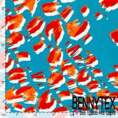 Satin coton élasthanne imprimé grande fleur graphique fond violet oeko tex