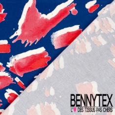 Satin coton élasthanne imprimé abstrait graphique fond bleu de Malibu oeko tex