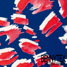 Satin coton élasthanne imprimé abstrait graphique fond bleu de Malibu oeko tex