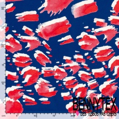 Satin coton élasthanne imprimé abstrait graphique fond bleu de Malibu oeko tex