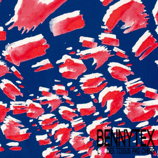 Coupon 3m Satin coton élasthanne imprimé abstrait graphique fond bleu électrique oeko tex