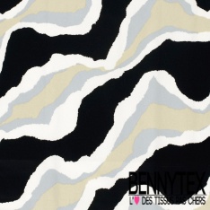 Satin coton élasthanne imprimé abstrait graphique fond rouge corail oeko tex