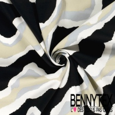 Satin coton élasthanne imprimé abstrait graphique fond rouge corail oeko tex