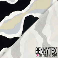 Satin coton élasthanne imprimé abstrait graphique fond rouge corail oeko tex