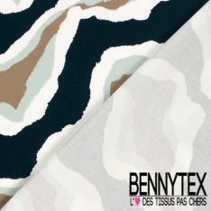 Satin coton élasthanne imprimé abstrait graphique noir blanc gris beige oeko tex