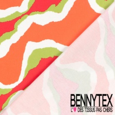 Satin coton élasthanne imprimé abstrait graphique noir blanc amande taupe oeko tex