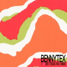 Satin coton élasthanne imprimé abstrait graphique noir blanc amande taupe oeko tex