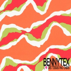 Satin coton élasthanne imprimé abstrait graphique noir blanc amande taupe oeko tex