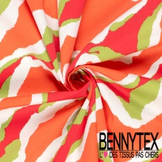 Satin coton élasthanne imprimé abstrait graphique noir blanc amande taupe oeko tex